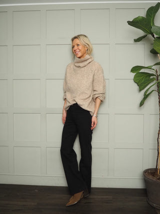 Violetta Skinny Flare Bootcut, Mid Rise Jeans with Square Front Pockets - Black, Dark Indigo, Denim Blue, Ecru, Grey, Khaki