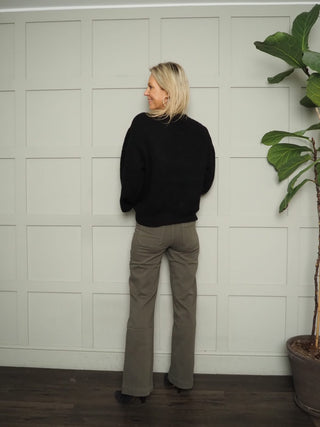 Violetta Skinny Flare Bootcut, Mid Rise Jeans with Square Front Pockets - Black, Dark Indigo, Denim Blue, Ecru, Grey, Khaki