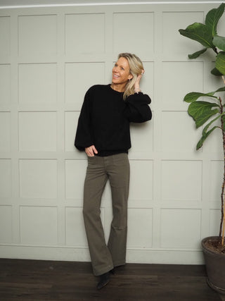 Violetta Skinny Flare Bootcut, Mid Rise Jeans with Square Front Pockets - Black, Dark Indigo, Denim Blue, Ecru, Grey, Khaki