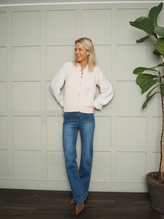 Denner Cashmere Mix Sleeveless Cardigan - Soft Pink