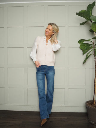 Denner Cashmere Mix Sleeveless Cardigan - Soft Pink