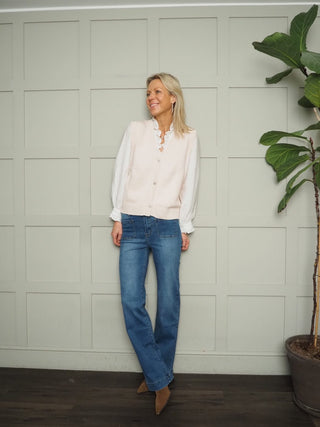 Denner Cashmere Mix Sleeveless Cardigan - Soft Pink