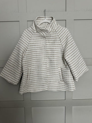 Twilight Jacket with 3/4 Length Sleeves, High Collar &amp; Popper Fastening - Camel, Pink, Sky Blue