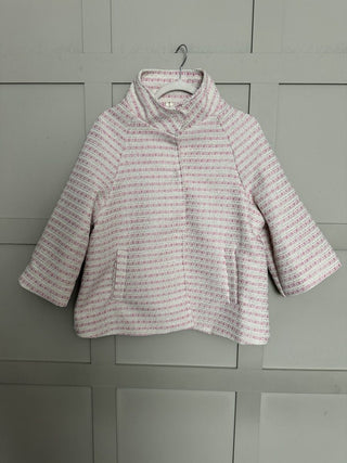 Twilight Jacket with 3/4 Length Sleeves, High Collar &amp; Popper Fastening - Camel, Pink, Sky Blue