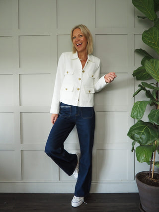 Valentine Lined Boucle Blazer with Gold Buttons and Pockets - 5 Colours