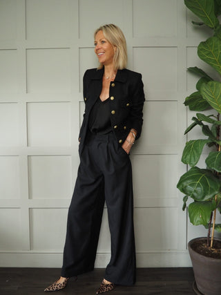 Valentine Lined Boucle Blazer with Gold Buttons and Pockets - 5 Colours