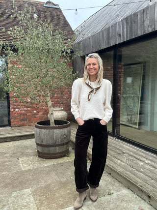 Ginny Barrel Leg Cords  - Camel, Chocolate, Cream