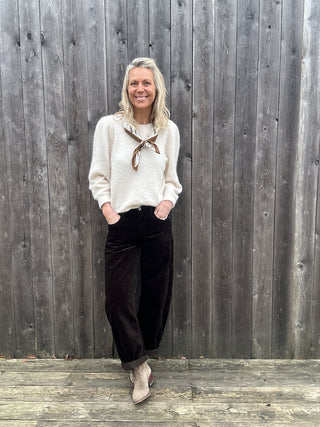 Ginny Barrel Leg Cords  - Camel, Chocolate, Cream