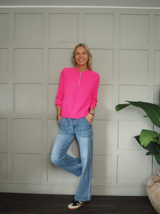 Joey Button Front Jumper - 8 Colours