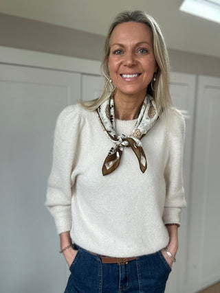 Amelia Neckerchief Scarf - Burgundy, Off White