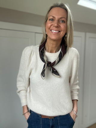 Amelia Neckerchief Scarf - Burgundy, Off White