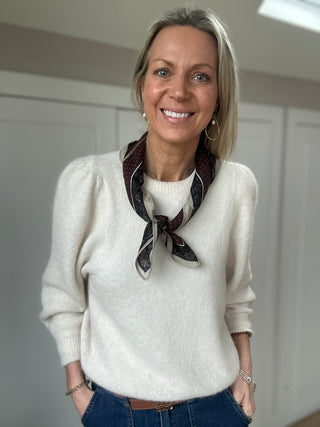 Amelia Neckerchief Scarf - Burgundy, Off White