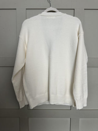 Ellie Cardigan with Stripe Pockets and Buttons - Blue, Off White, Pink