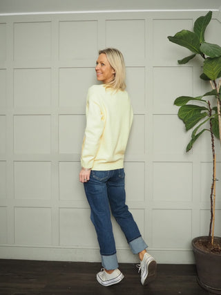 Ellie Cardigan with Stripe Pockets and Buttons - Blue, Off White, Pink