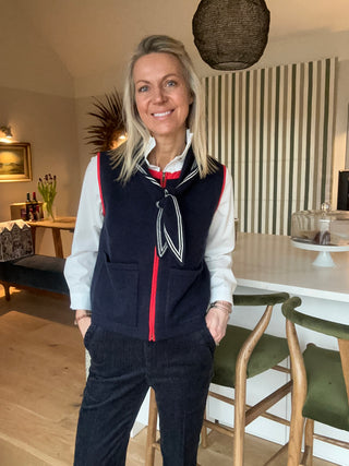 Georgie Cashmere Mix Zip up Sleeveless Cardigan - Khaki, Navy Blue