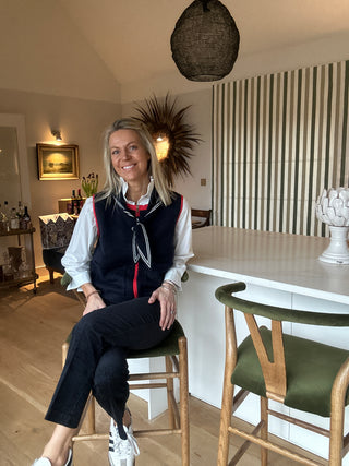 Georgie Cashmere Mix Zip up Sleeveless Cardigan - Khaki, Navy Blue