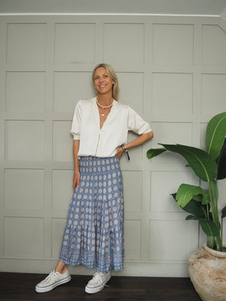 Chichester Circle Print Skirt - Blue