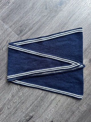 Bontie Cashmere Mix Scarf - Navy, Oatmeal