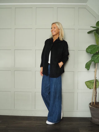 Sigourney Single Button Jacket with Side Pockets - Black, Camel and Ecru