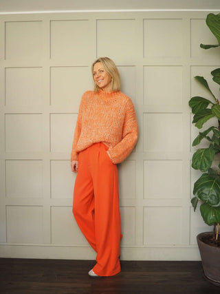 Leonie Wide Leg, High Waisted Trousers - Black, Camel, Coral, Ecru, Sky Blue