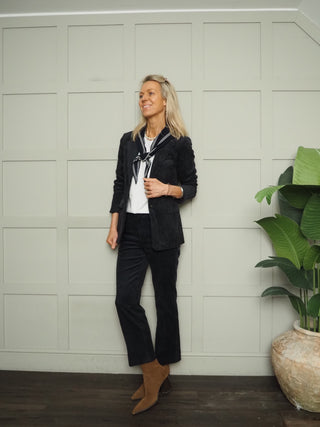 Mishas Straight Leg Cropped Corduroy Trousers by Part Two - Navy