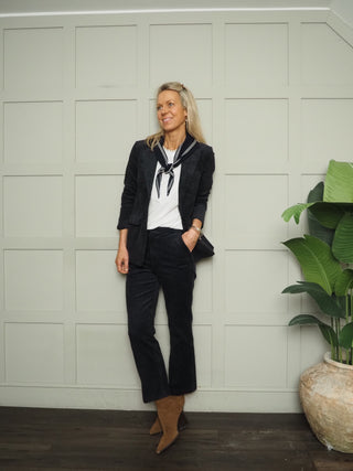 Mishas Straight Leg Cropped Corduroy Trousers by Part Two - Navy