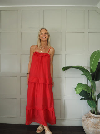 Mallorca Cotton Sundress - Navy Blue, Neon Orange, Neon Pink, Red, White