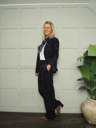 Clarisse Straight Leg Corduroy Trousers by Part Two - Navy Blue