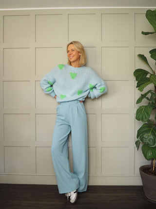 Leonie Wide Leg, High Waisted Trousers - Black, Camel, Coral, Ecru, Sky Blue