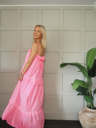 Mallorca Cotton Sundress - Navy Blue, Neon Orange, Neon Pink, Red, White