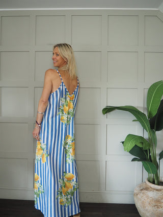 Livvy Lemons Sundress - Blue/White/Yellow