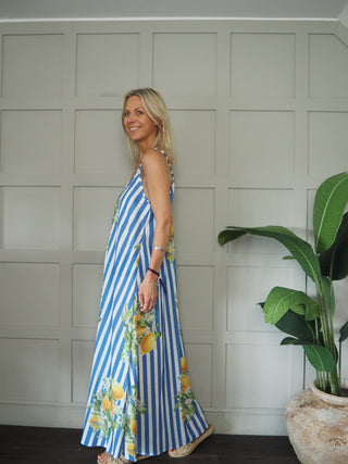 Livvy Lemons Sundress - Blue/White/Yellow