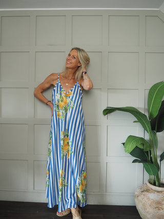 Livvy Lemons Sundress - Blue/White/Yellow