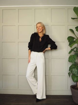 Yel Long Sleeve Blouse by Frnch - Black