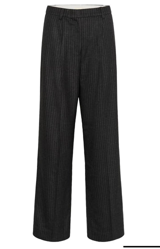 Malodi Pinstripe Tailored Trousers by Soaked - Charcoal
