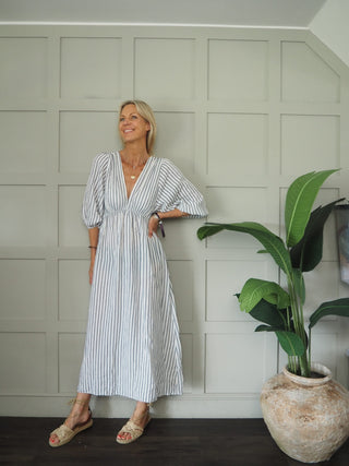 Pippin Cheesecloth Dress - Blue, Grey, Pink