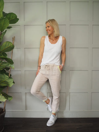 Omphile Linen Trousers - Stone