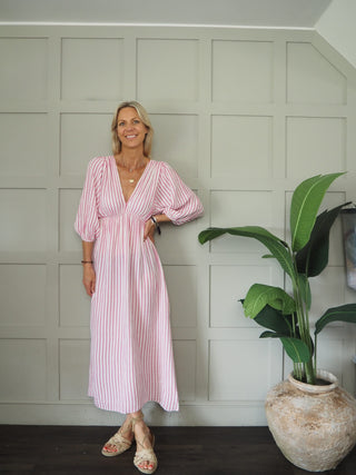 Pippin Cheesecloth Dress - Blue, Grey, Pink