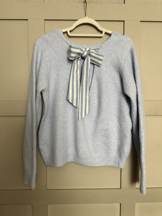 Oscar Jumper with Stripe Tie Detail - Light Grey, Sky Blue