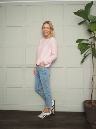 Frazer Jeans Straight Leg, Mid Rise with Stretch - Dark Indigo, Light Denim