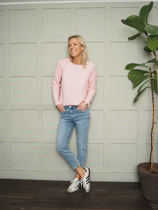 Oscar Jumper with Stripe Tie Detail - Light Grey, Sky Blue