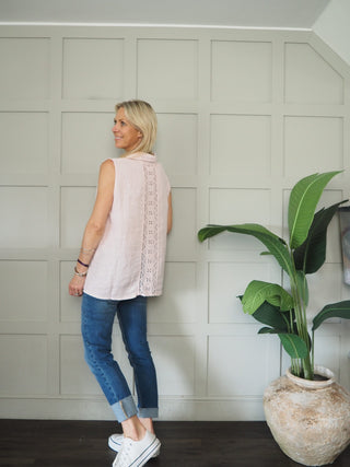 Kenadi Sleeveless Blouse - Baby Pink, Coral, Navy Blue, Sky Blue, White