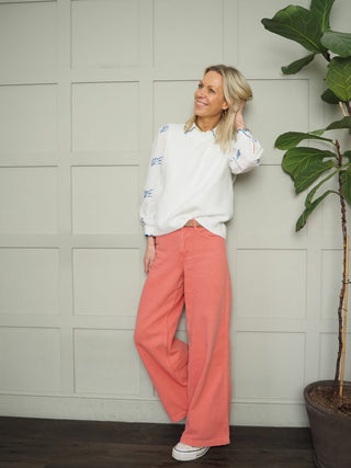 Rae Tank Top with Button Detail - Navy Blue, Off White