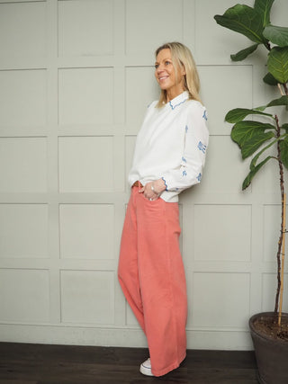 Rae Tank Top with Button Detail - Navy Blue, Off White