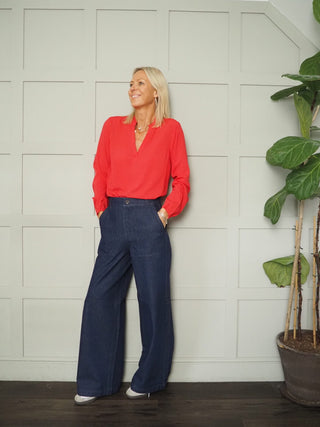 Gwynneth Wide Leg Denim Jeans by Saint Tropez - Dark Blue