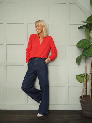 Gwynneth Wide Leg Denim Jeans by Saint Tropez - Dark Blue