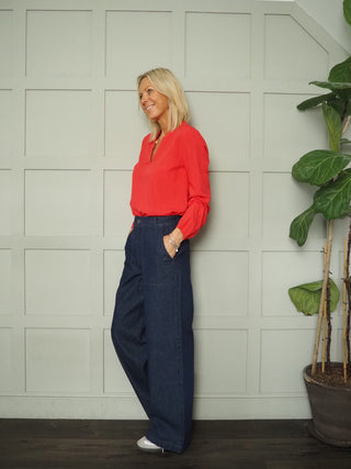 Gwynneth Wide Leg Denim Jeans by Saint Tropez - Dark Blue