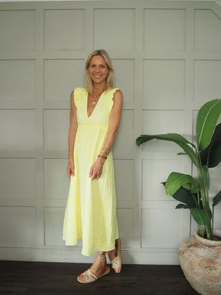 Salina Stripe Dress - Bright Pink, Neon Orange, Neon Yellow, Sky Blue