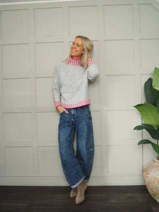 Una Turtle Neck with Contrasting Blanket Stitch Jumper, Best Seller - 17 Colours