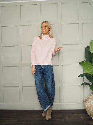 Una Turtle Neck with Contrasting Blanket Stitch Jumper, Best Seller - 17 Colours